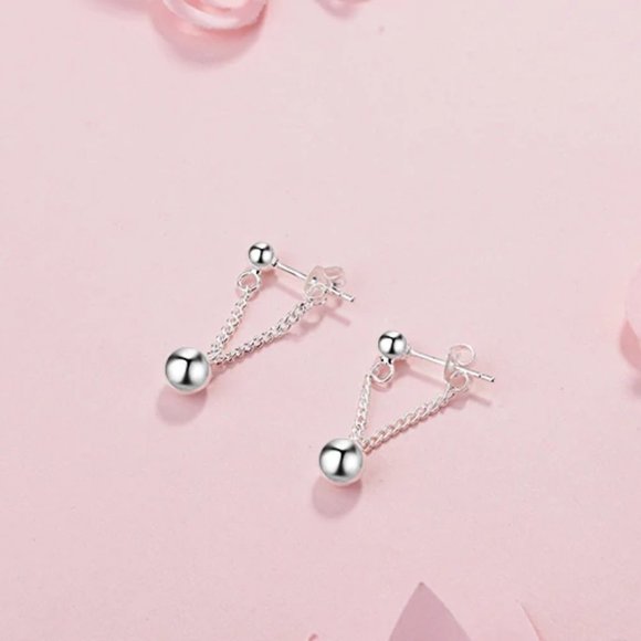 NEW 925 Sterling Silver Bead Tassel Drop Earrings - Picture 2 of 6